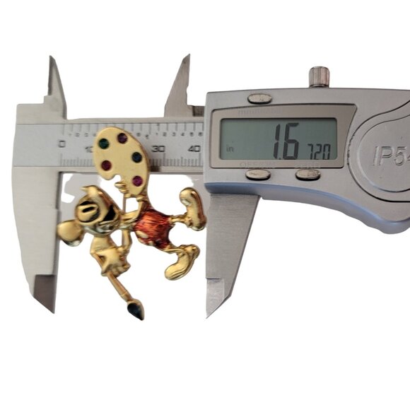 Disney 1928 Brand Mickey With Paint Brush Rhinestone Palette Pin, Signed E881 - Picture 7 of 9